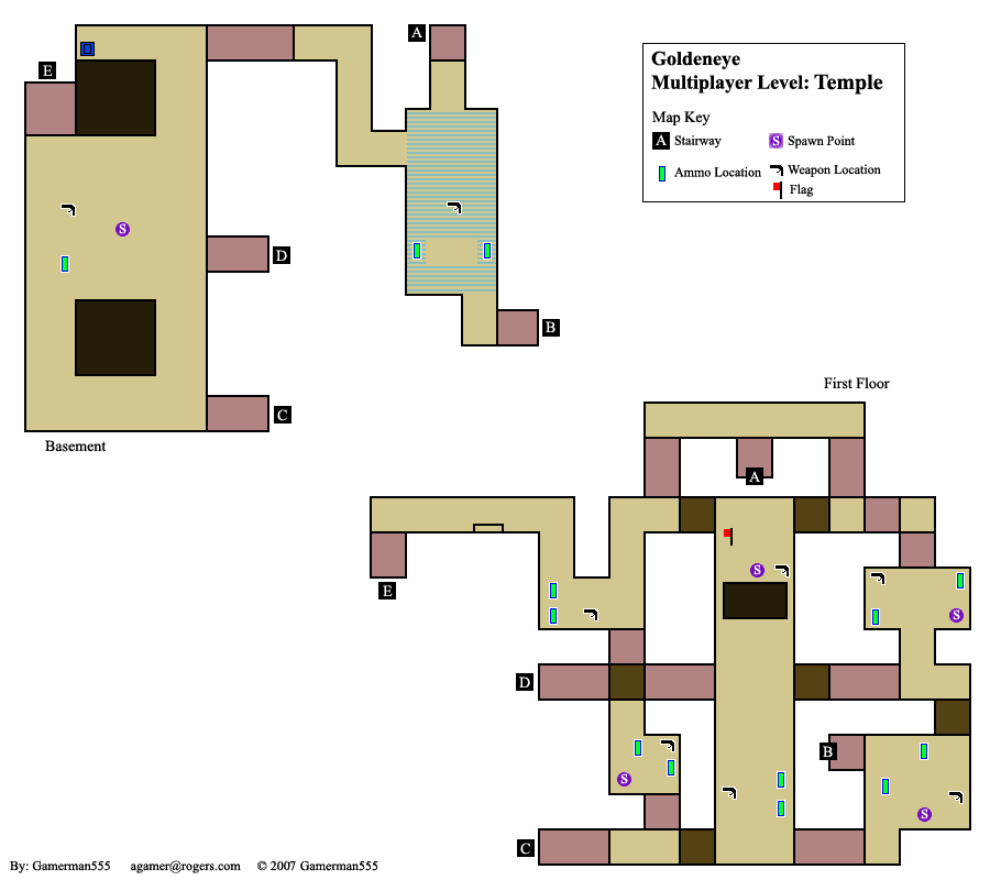 GoldenEye 007 Multiplayer Levels - Temple map.