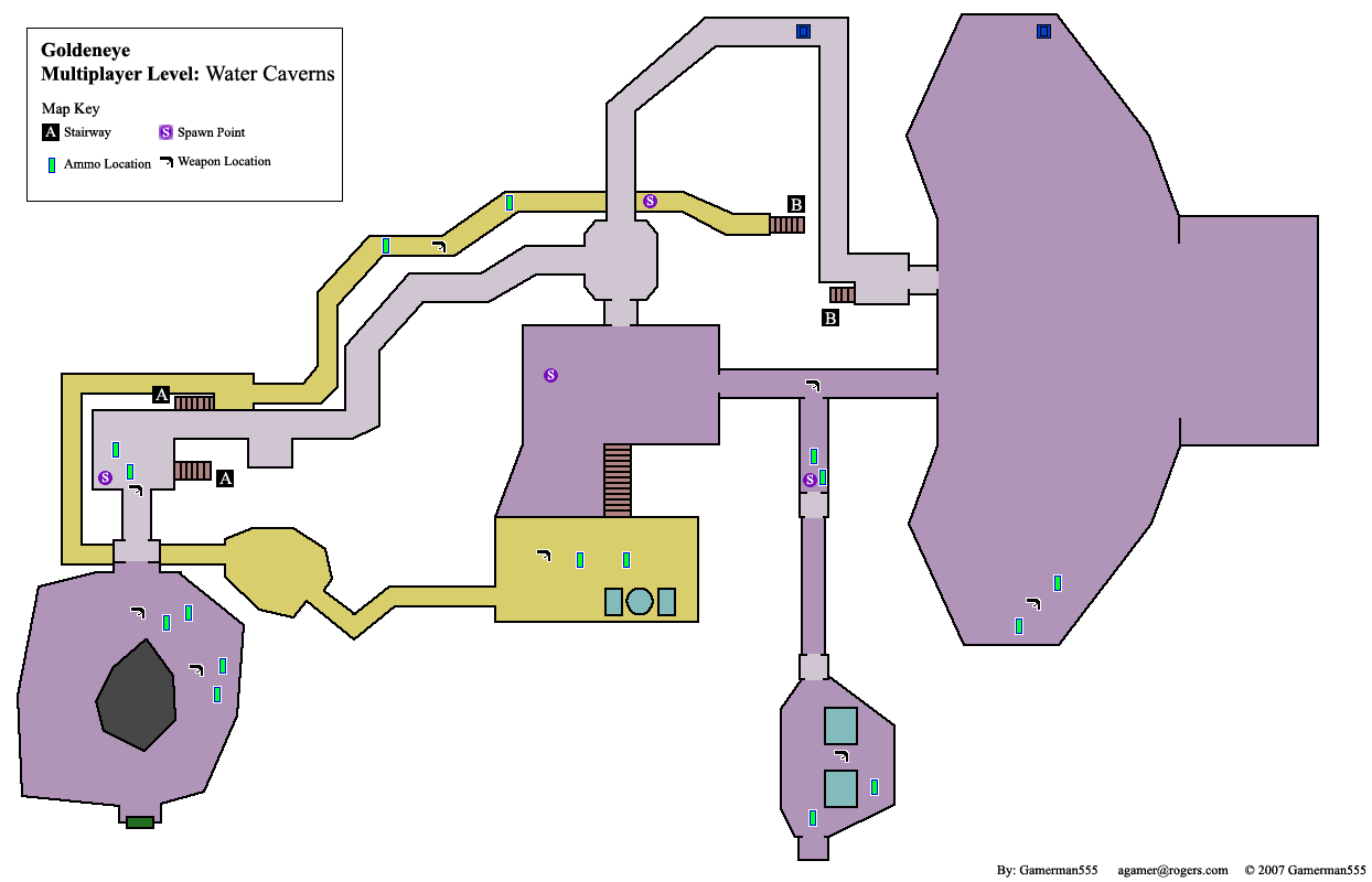 GoldenEye 007 Multiplayer Levels - Water Caverns map.