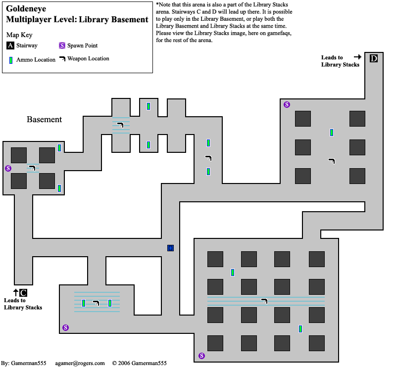 GoldenEye 007 Multiplayer Levels - Library Basement map.