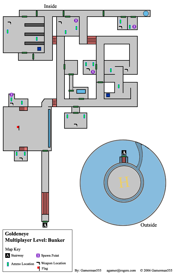 GoldenEye 007 Multiplayer Levels - Bunker 2 map.