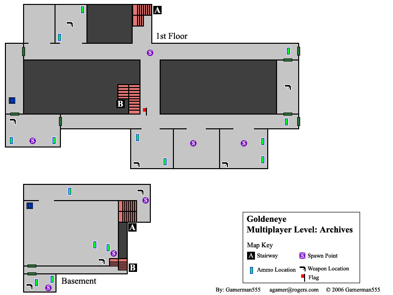 GoldenEye 007 Multiplayer Levels - Archives map.