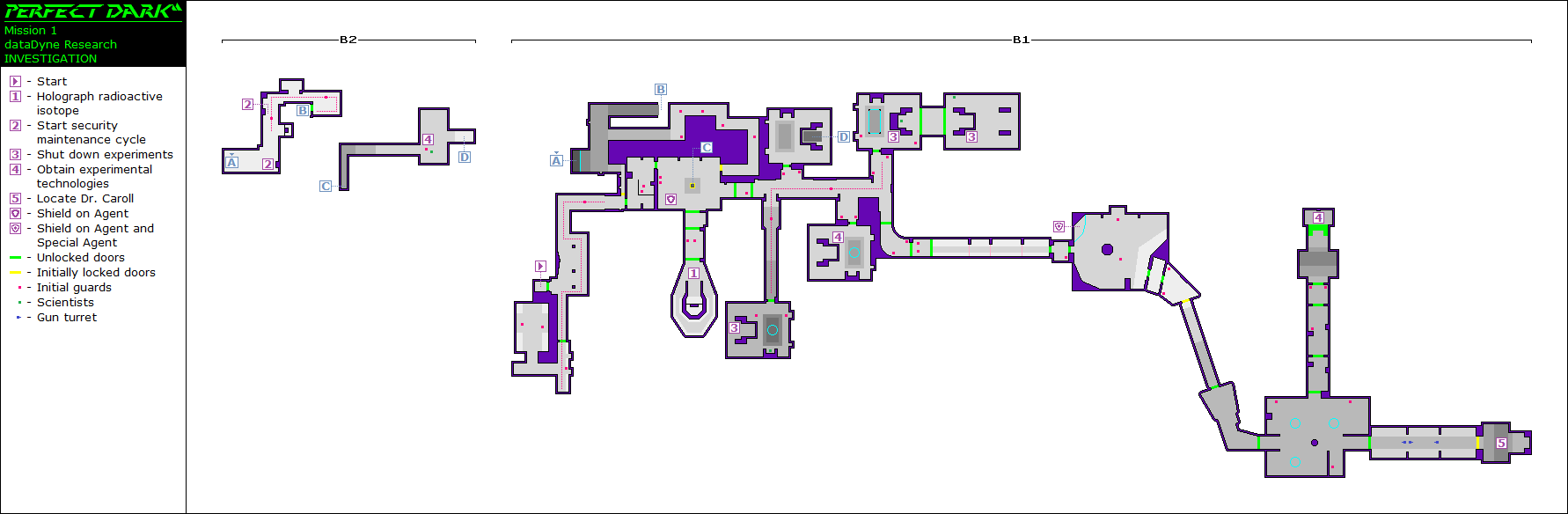 Perfect Dark 1.2 dataDyne Research - Investigation map