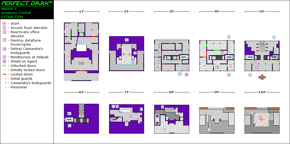 Perfect Dark 1.3 dataDyne Central - Extraction map