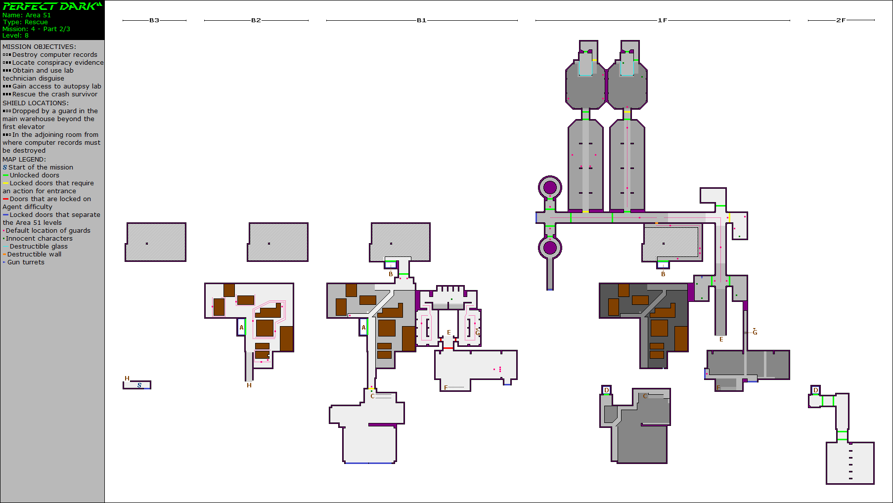 Perfect Dark 4.2 Area 51 - Rescue map