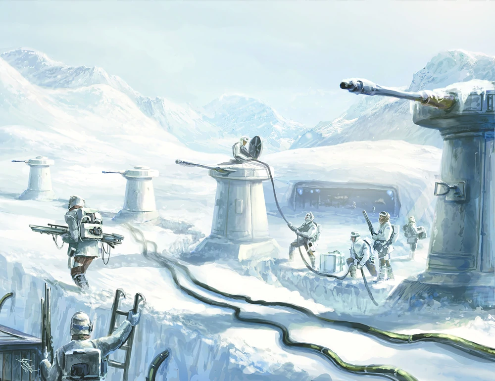 Rebel troops prepare for the impending Imperial assault 1 on 4. Battle of Hoth from Star Wars: Rogue Squadron - Chapter IV.