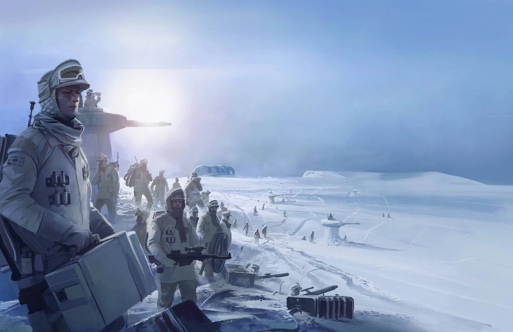 Rebel troops prepare for the impending Imperial assault 2 on 4. Battle of Hoth from Star Wars: Rogue Squadron - Chapter IV.