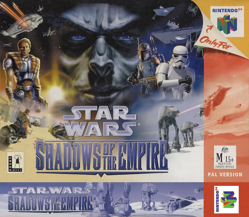 N64® Star Wars: Shadows of the Empire game box front.