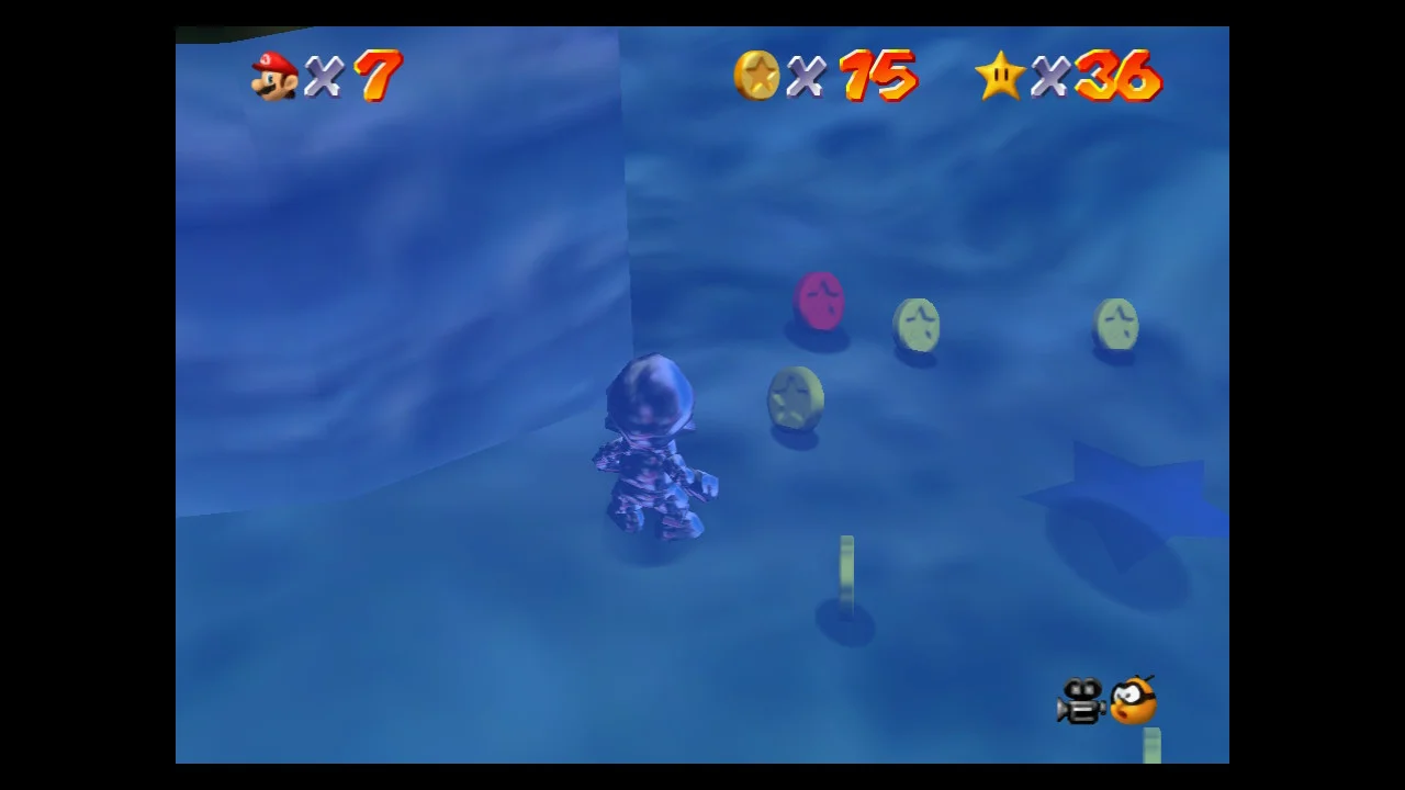 Super Mario 64 - 6. Cavern of the Metal Cap 8 Red Coins - Peach's Castle Secret Stars 5.