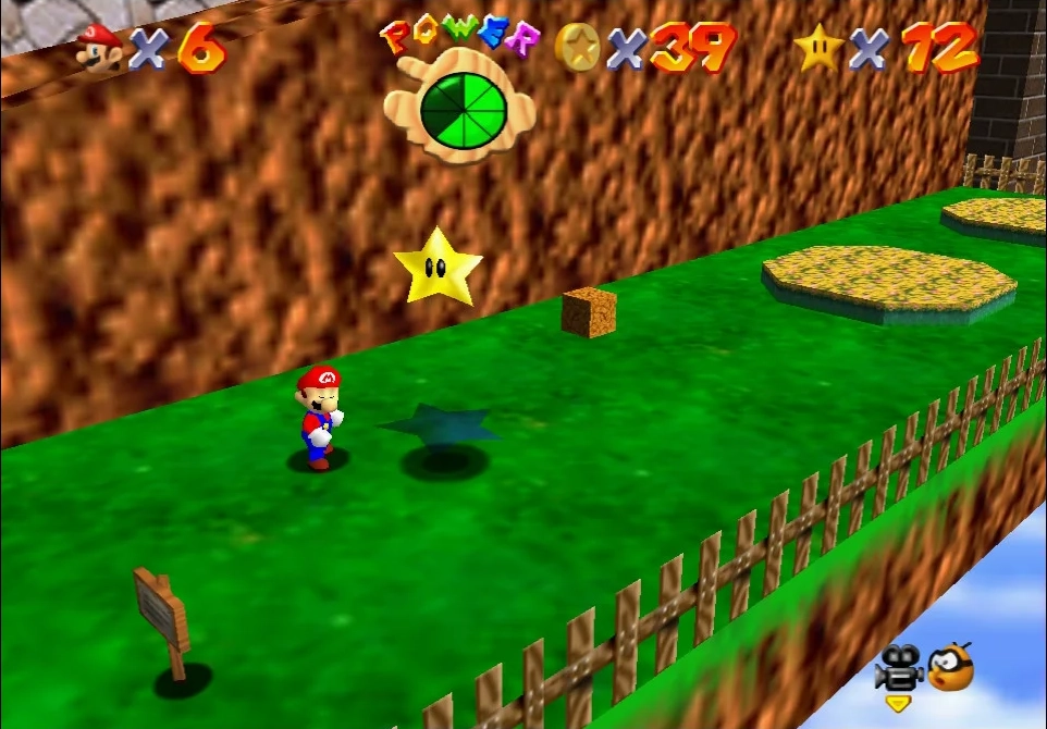 Super Mario 64 - 4. Red Coins on the Floating Isle - Whomp’s Fortress star.