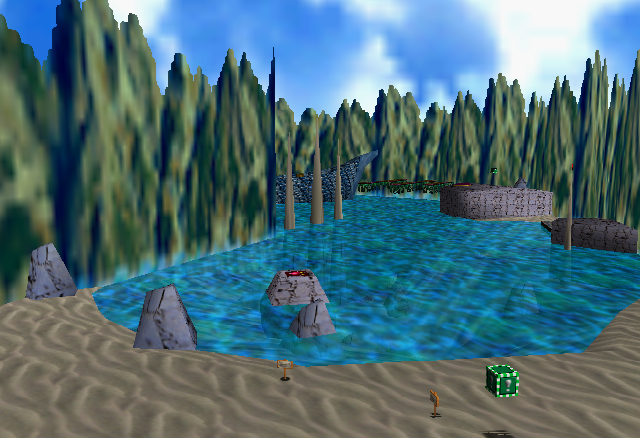 Super Mario 64 Jolly Roger Bay land.